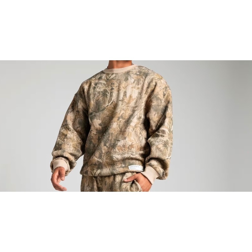 Comfrt Sweatshirt Adult Medium Camo Brown Crewneck Oversized Unisex Hunting EUC